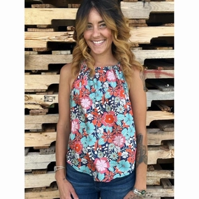 FoldableFeature Hidden Pocket Design Floral Print Halter Top