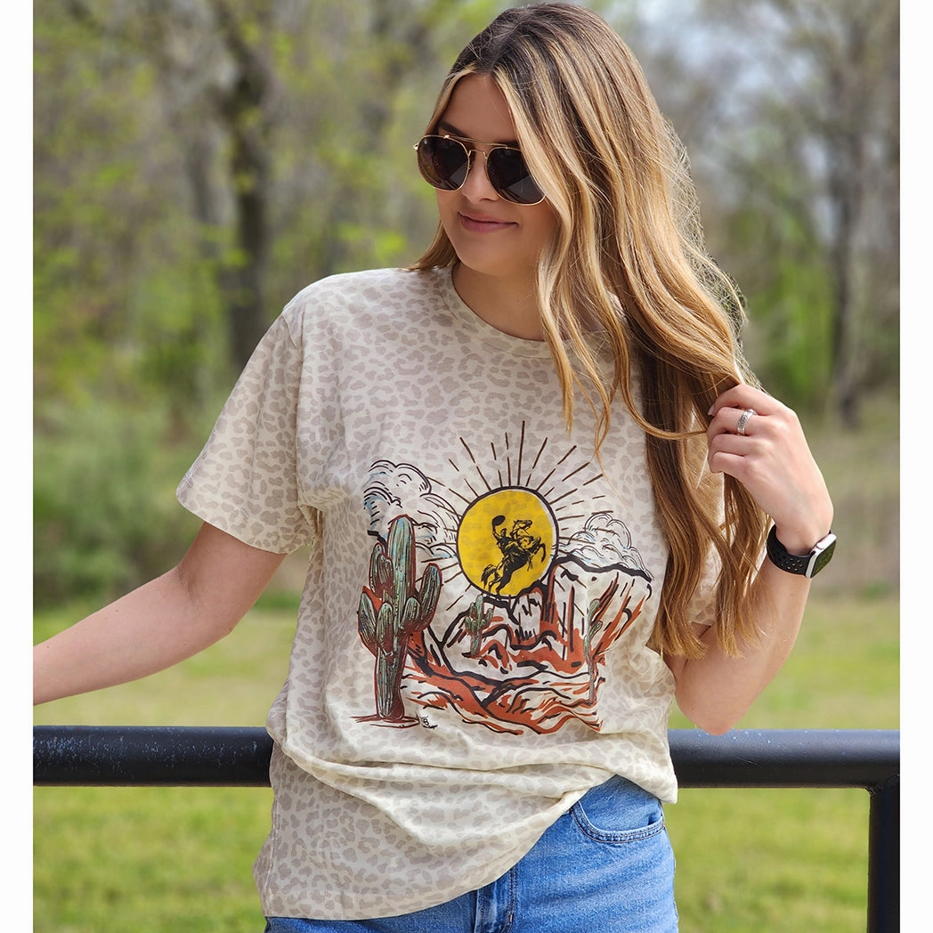 AdaptiveFitFabric Leopard Cowboy Sunset Tee