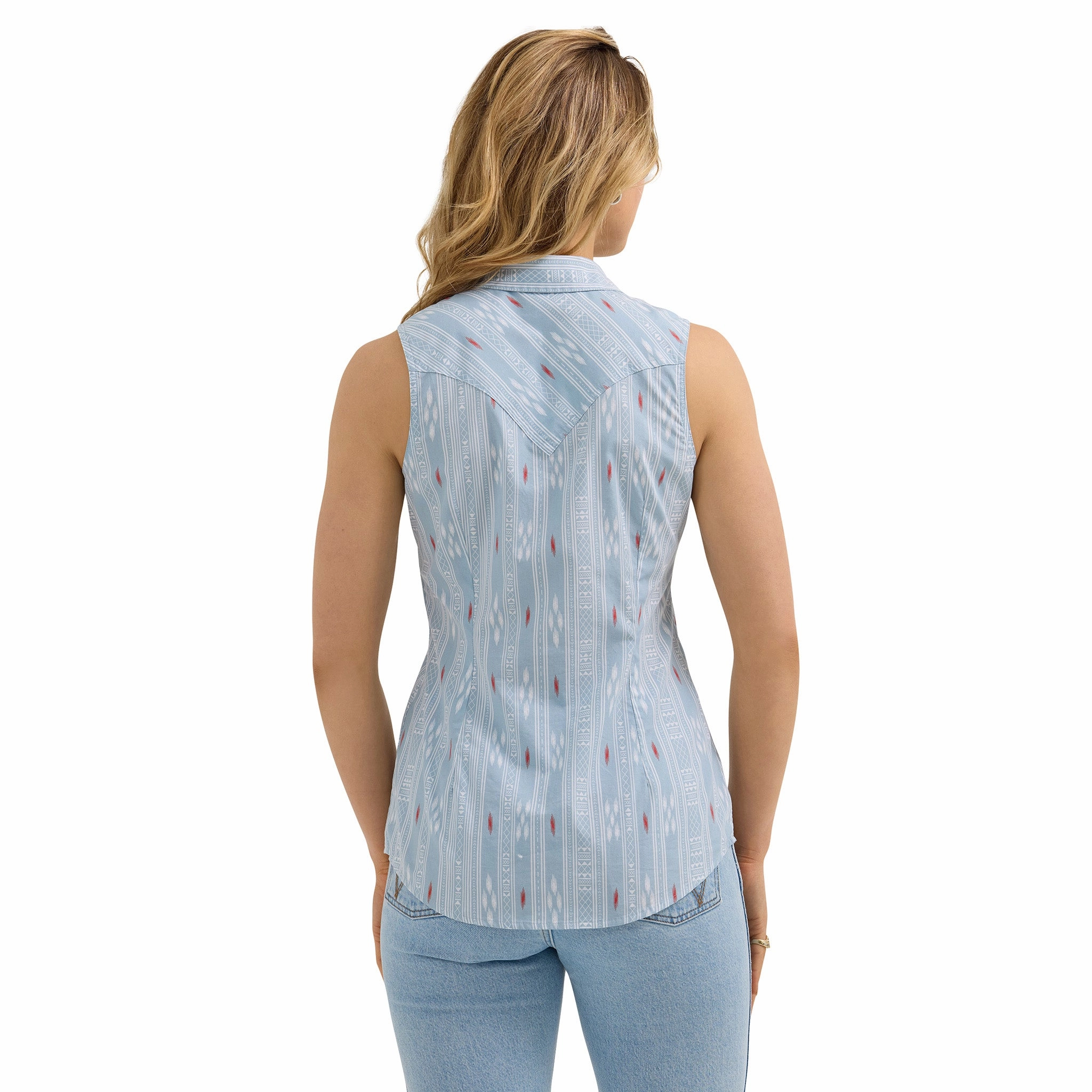 Warm Hoodie Wrangler Women's Retro Stripe Pearl Snap Sleeveless Tank