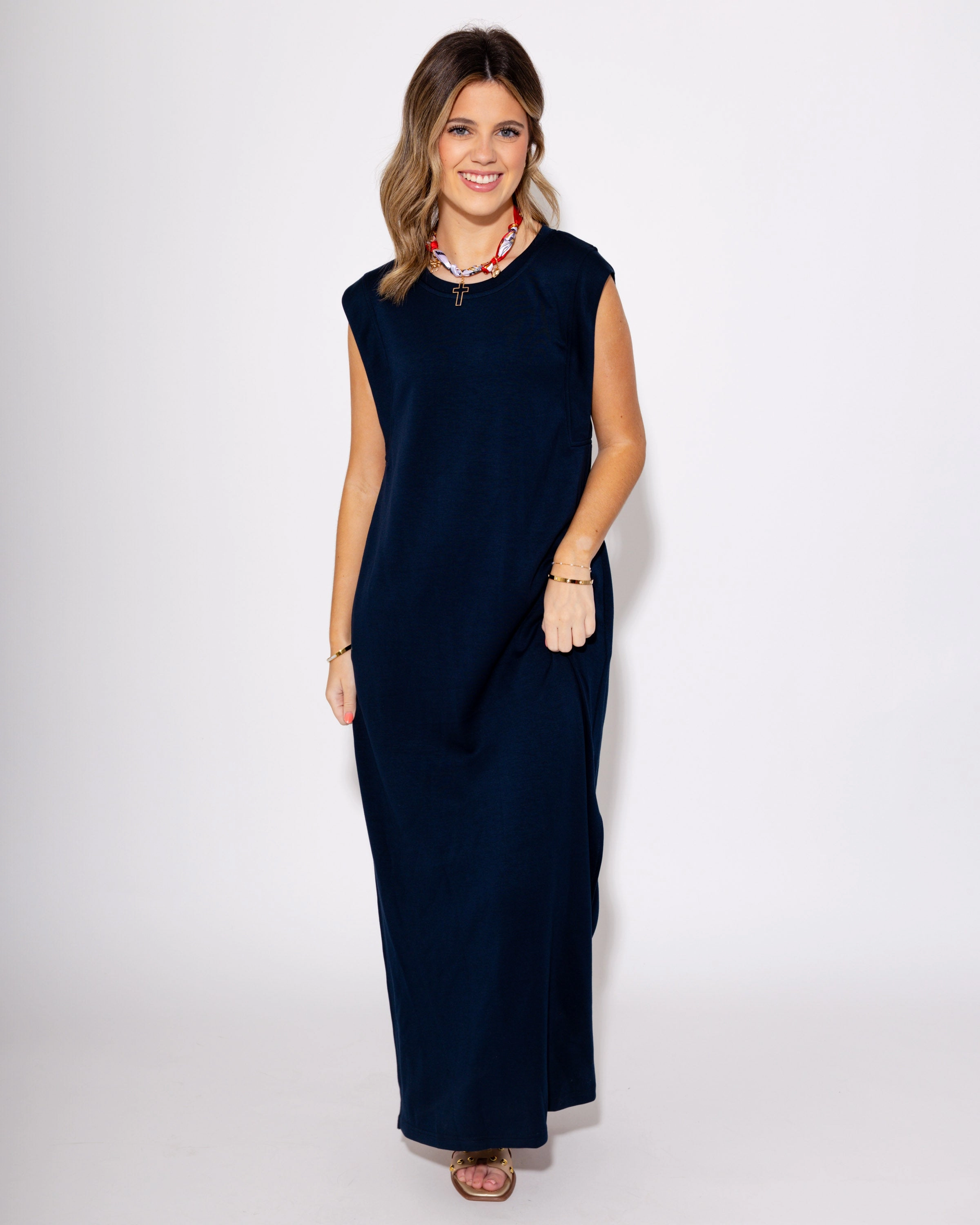 Trendy summer outfit Sequin-Detail The Best Frame Midi Dress in Navy
