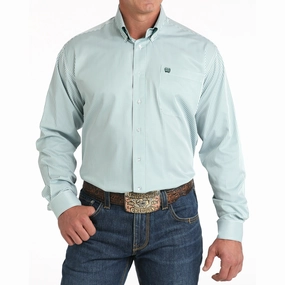 Cinch Men's Green Stripe Shirt Resort Wear Flexible Mobility