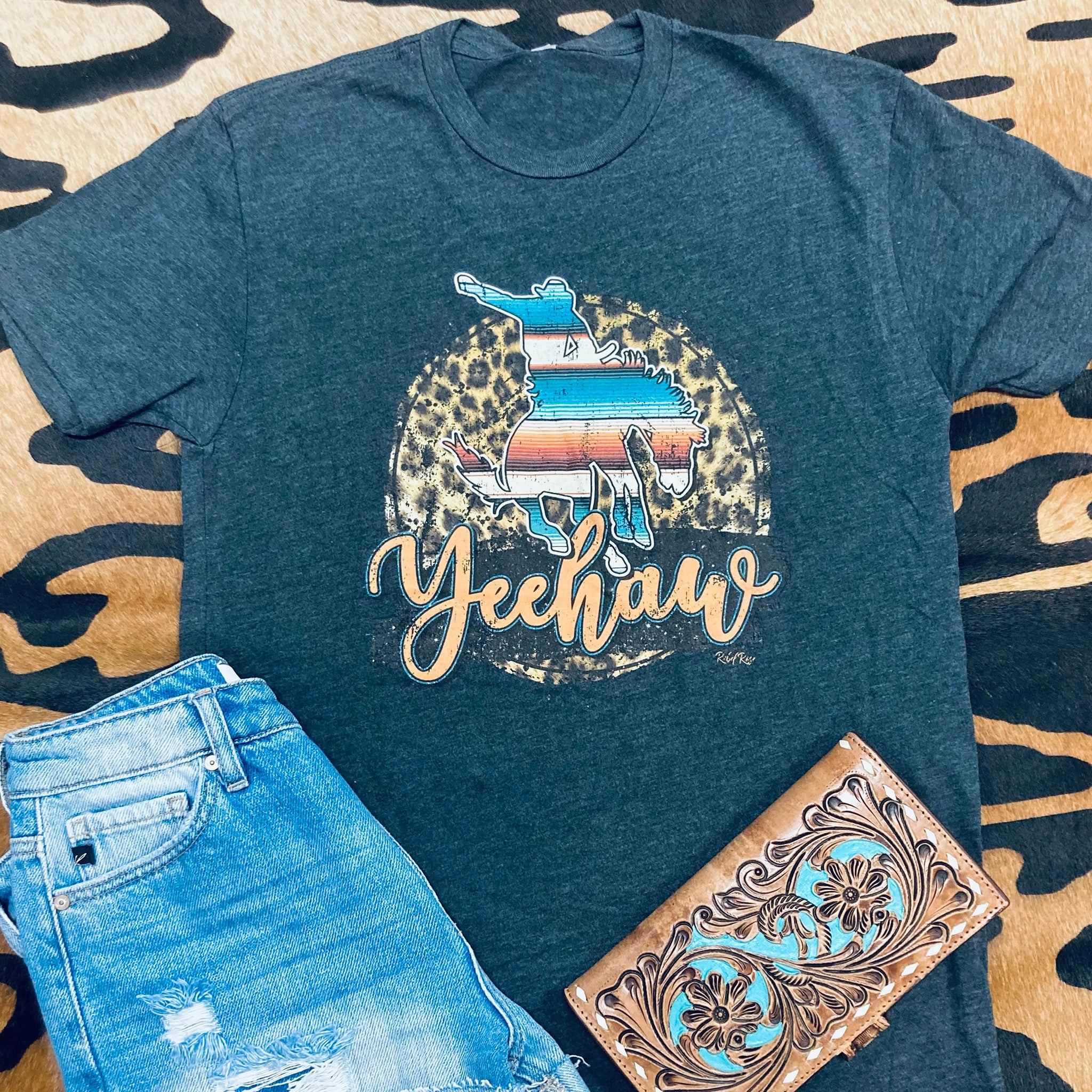 Stylish Jacket Eco Friendly Dye Process Serape Bronc Yeehaw Tee