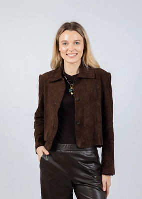 Stretch Technology MoistureManagementSystem WrinkleResistantFabric Suede Cropped Jacket - Morro