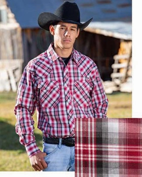 Wyoming Men's Red and Black Plaid Long Sleeve Shirt Hooded Option Statement Maker