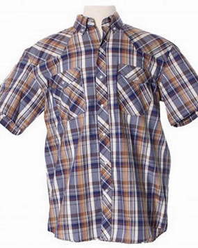 Mountain Escape Wyoming Traders Men's Blue and Tan Plaid Shirt
