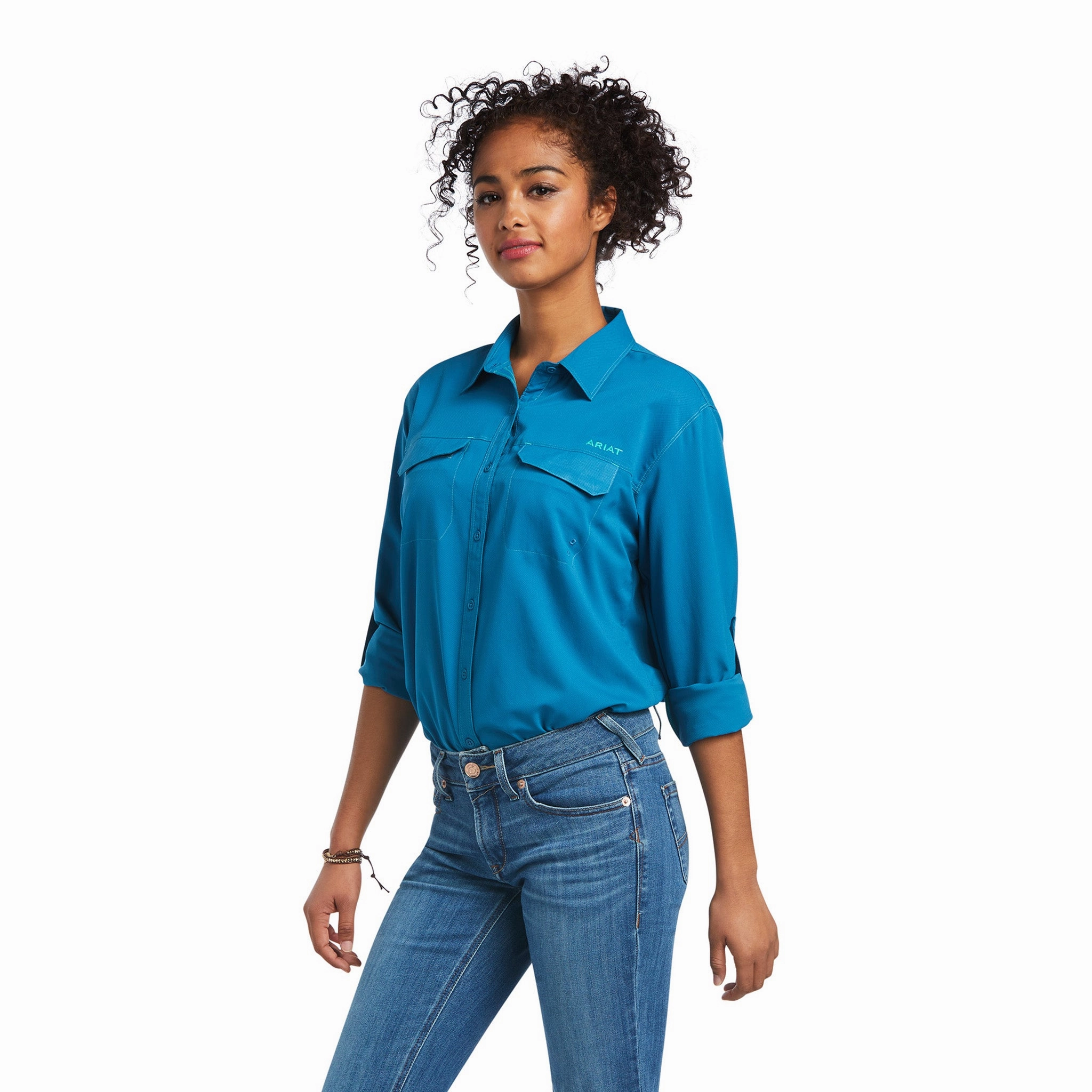 Ariat Women's Robin Blue Long Sleeve Button Down Office Look Winter Hoodie