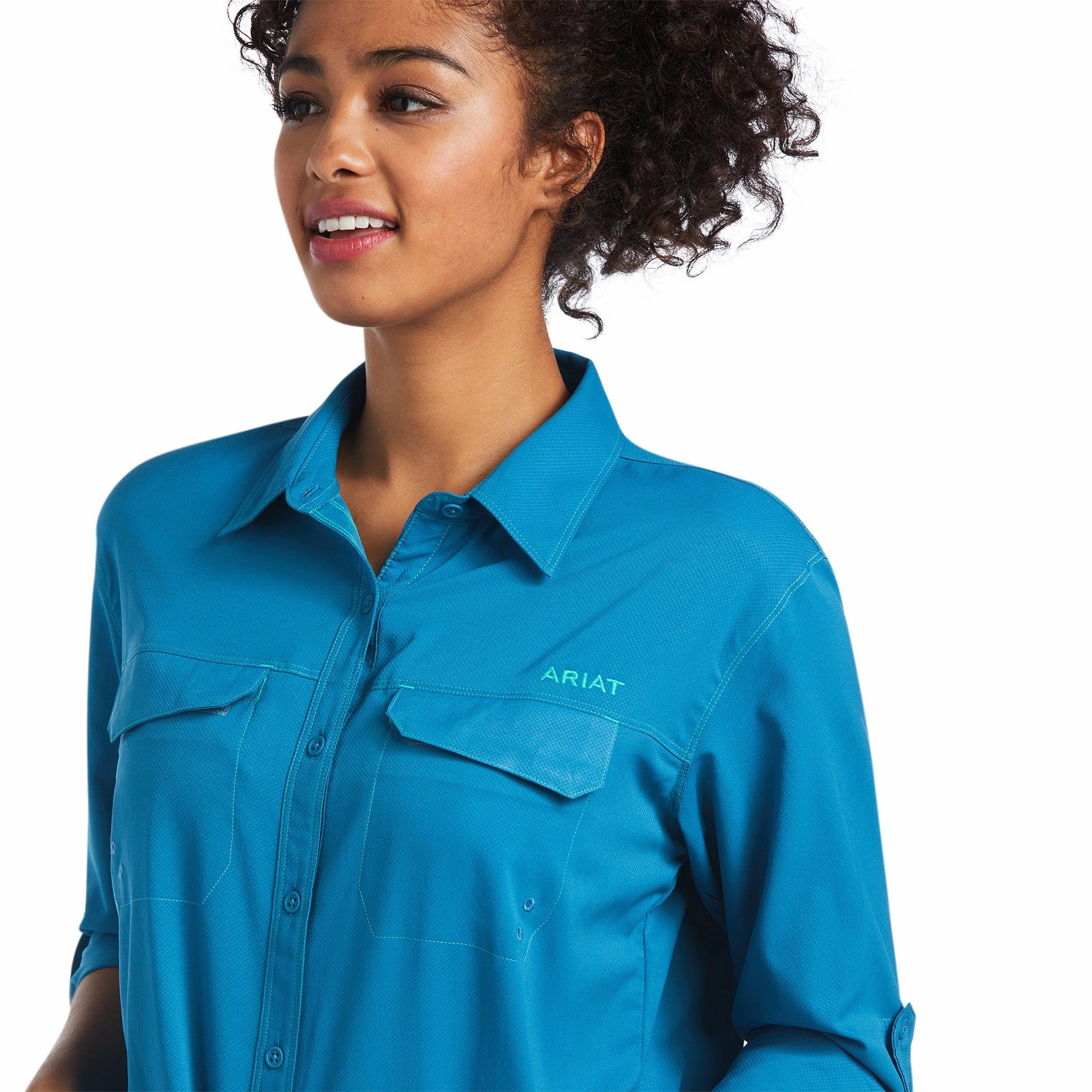 Ariat Women's Robin Blue Long Sleeve Button Down FadeResistant Dye