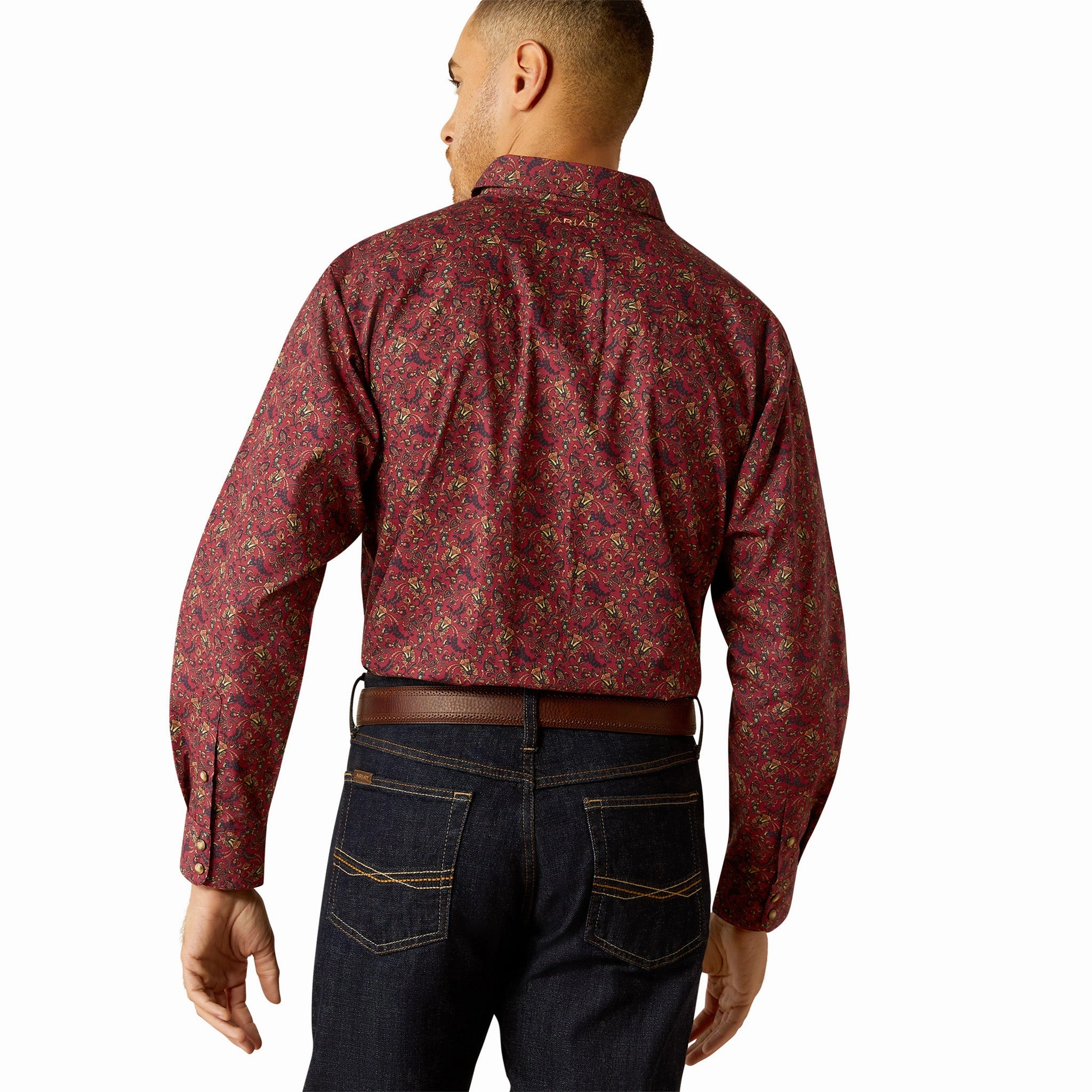 Ariat Men's Samson Dark Red Print Shirt Artistic Design