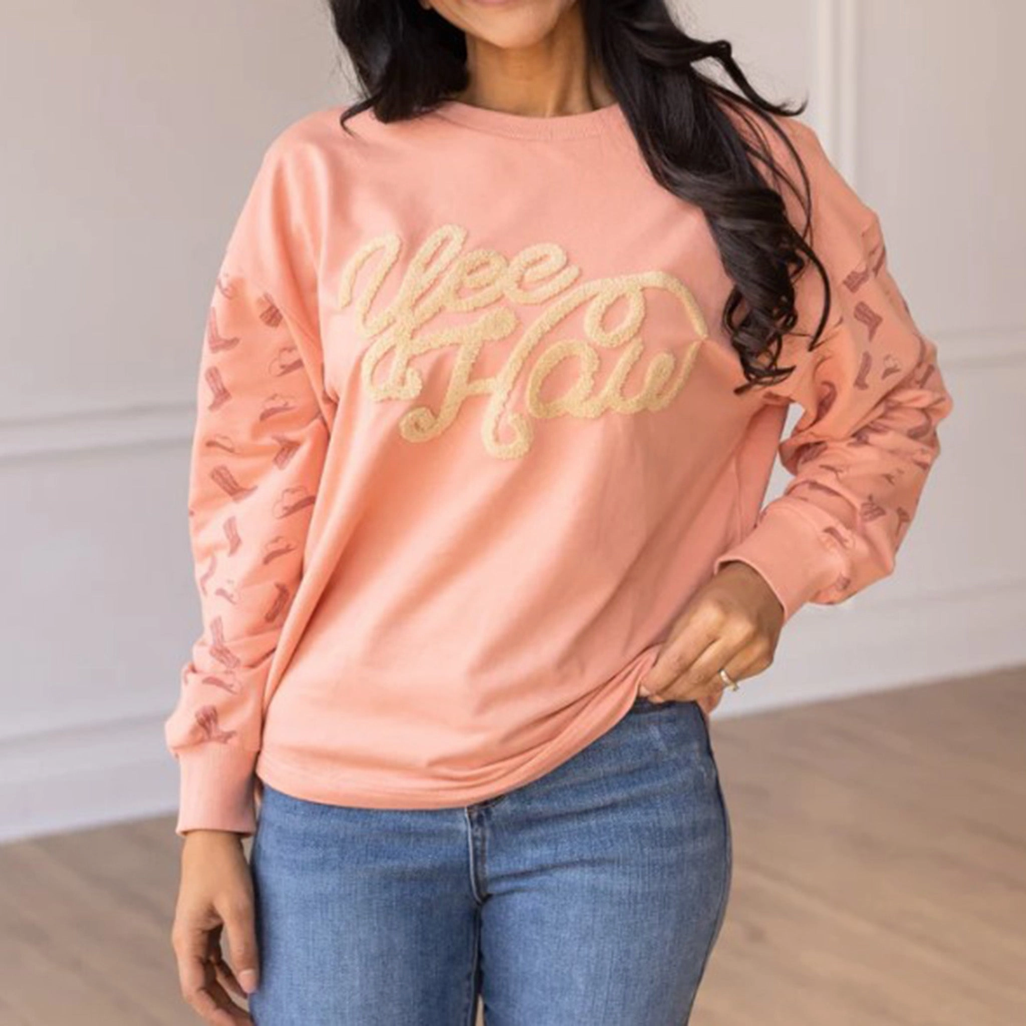 Yee Haw Blush Sweatshirt retro look