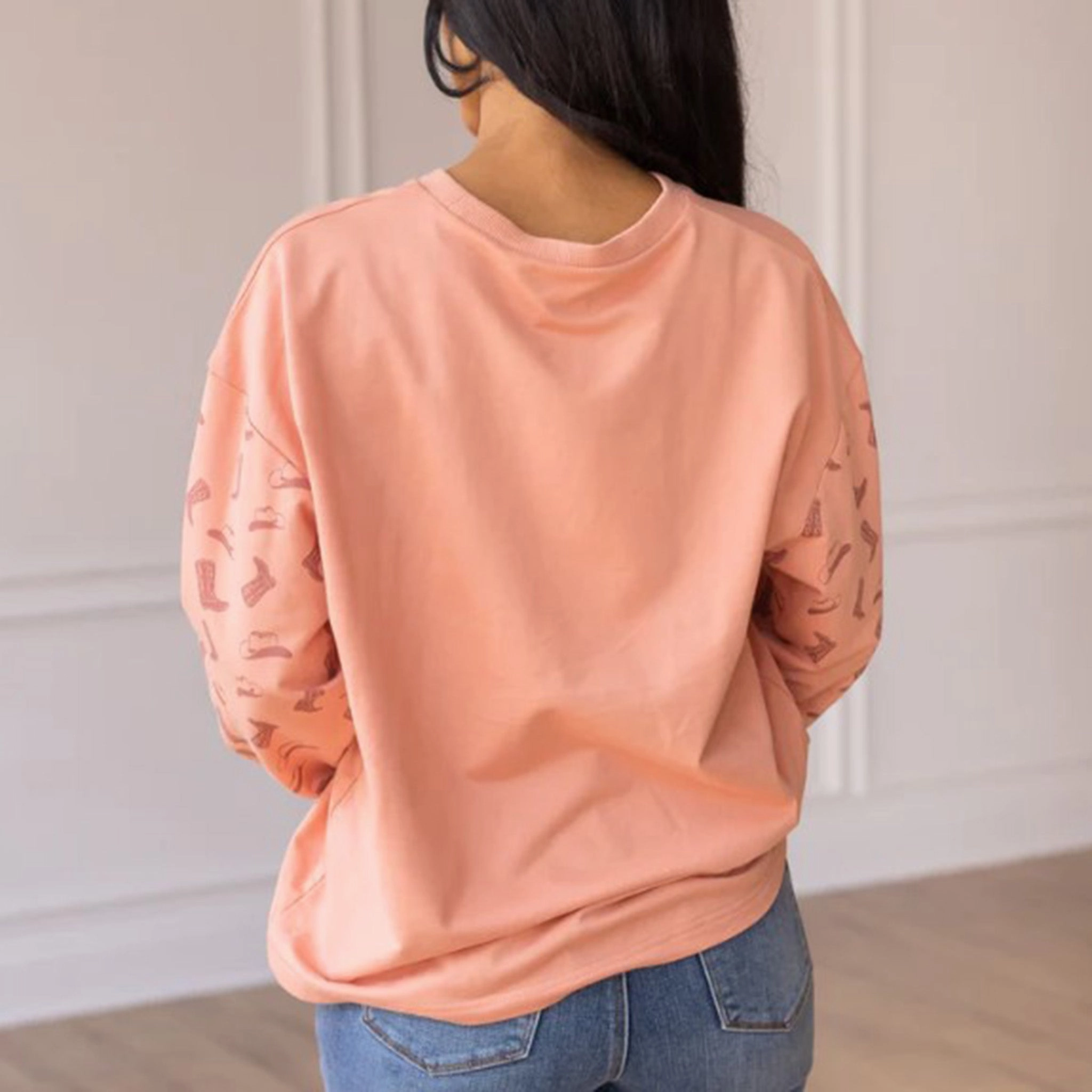 Yee Haw Blush Sweatshirt Wind Resistant Fabric