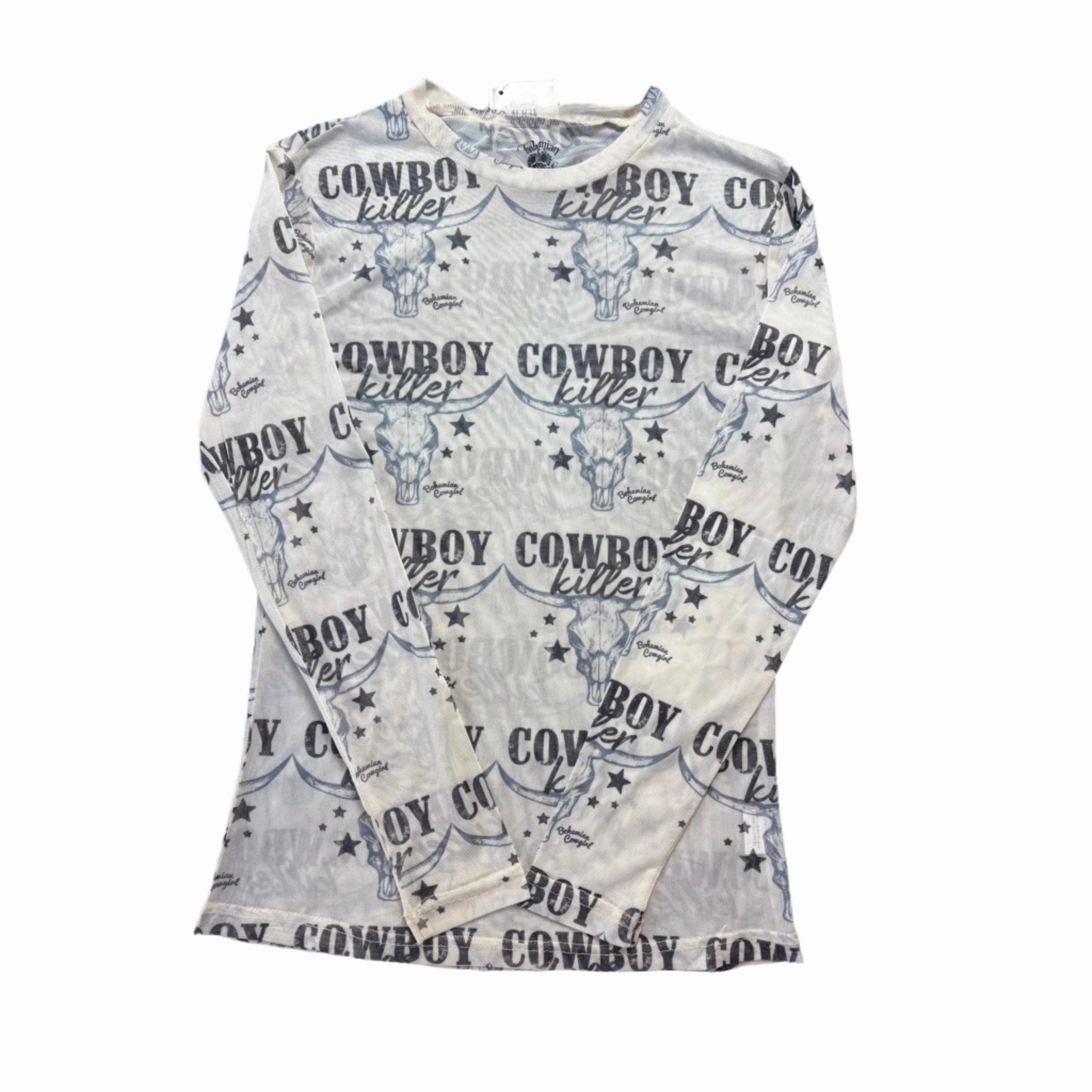 Bohemian Cowgirl Ladies Cowboy Killer Mesh Long Sleeve Quick Release Buttons