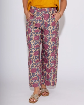 Ivy Jane | Pull on Barrel Pants in Plum Floral High Durability Thread