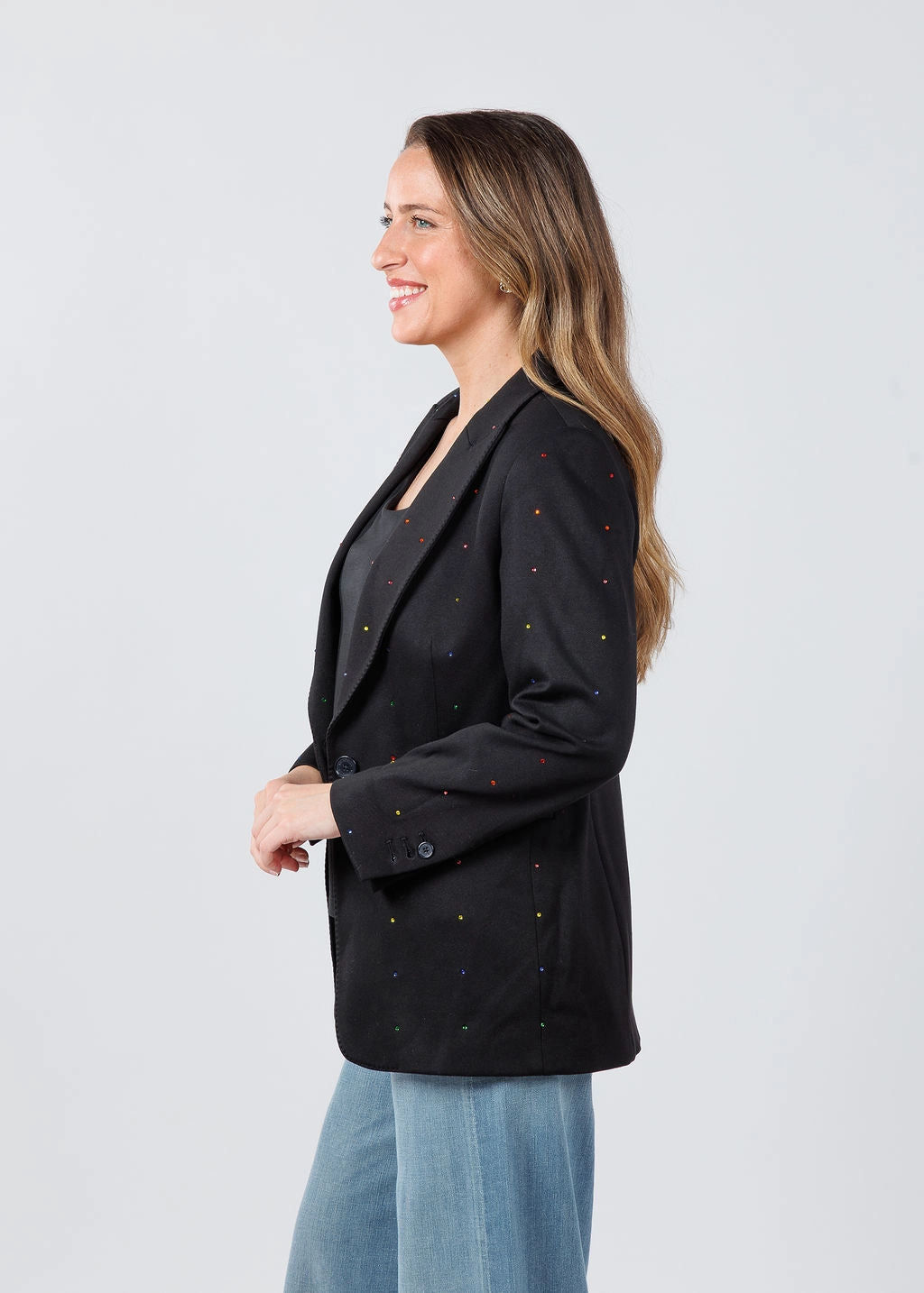 Ultrasoft Inner Lining All Purpose Casual Cut Zero Gravity Suspension Sophia Sparkles Blazer - Black