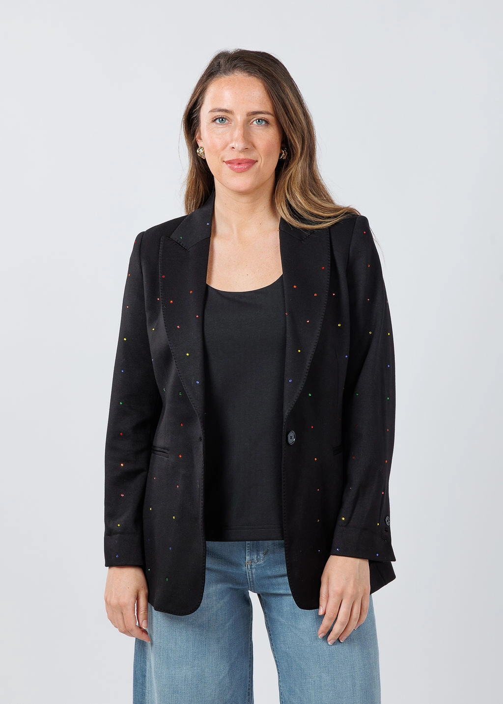 EcoFriendly Dye NonIrritating Seams Zero Gravity Suspension Sophia Sparkles Blazer - Black